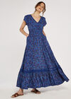 Floral Maxi Dress with Lace Detail, Blue, large