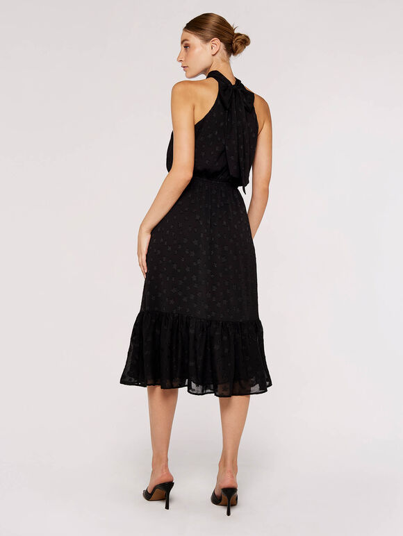 Star Jacquard Midi Dress, Black, large