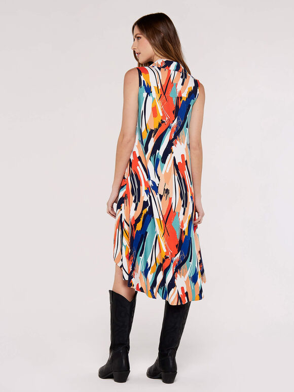 High-Low Shirt Mini Dress, Blue, large