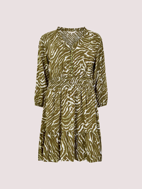 Zebra Mini Dress, Khaki, large