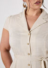 Linen Blend Shirt Mini Dress, Stone, large
