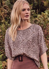 Leopard Oversized Tee Satin Top, Pink, large