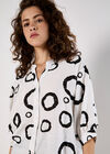 Abstract Circles Oversized Blouse, White, large
