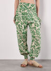 Tropical Leaf Print Tapered Joggers, Green, large
