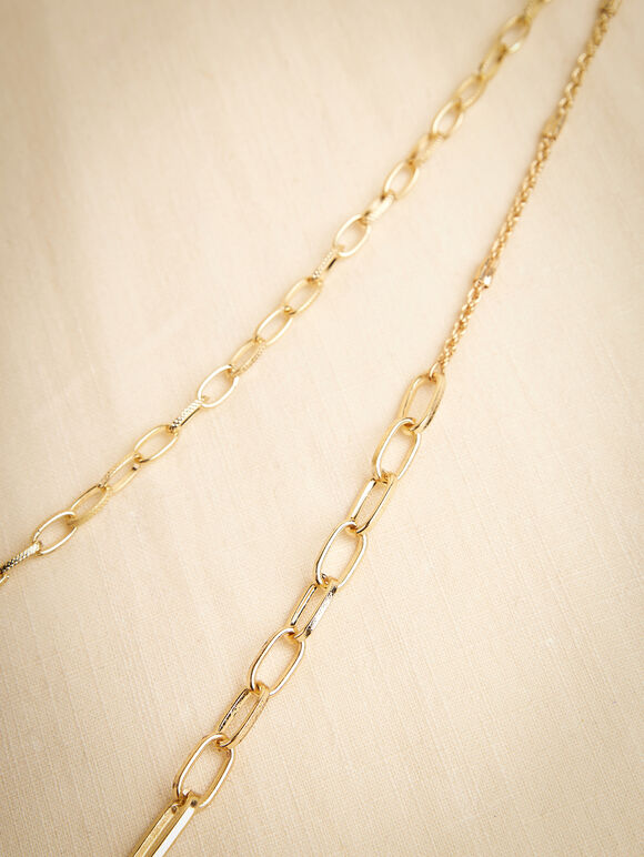 Gold Double Layered Chain Necklace, Assorted, large