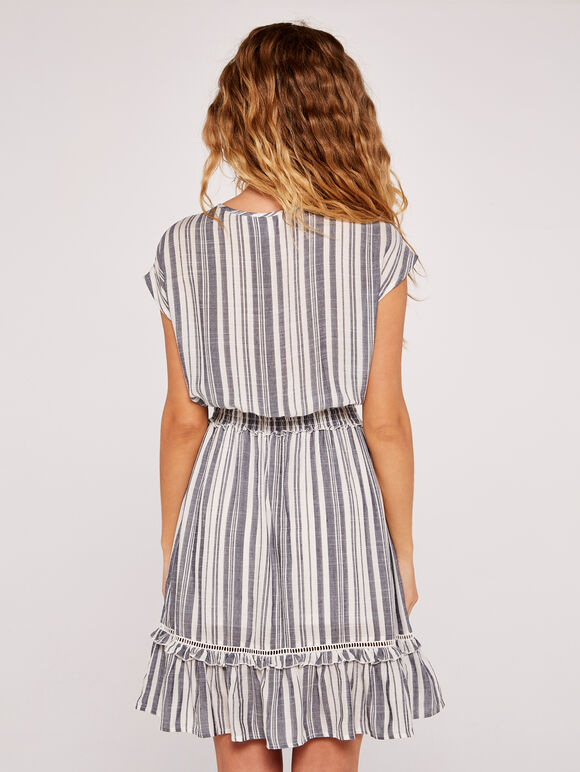 Stripe Ruffle Dress, Blue, large