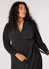 Curve Wrap Shirt Midi Dress , Black, large