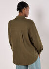 Oversized Waffle Knit Shirt, Khaki, large