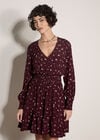 Vintage Floral Crepe Mini Dress, Burgundy, large