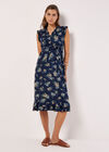 Ditsy Floral Print Midi Dress, Navy, large