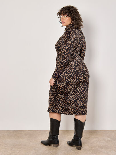 Curve Abstract Print Soft Knit Midi Dress