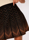 Chevron Knit Pleated Mini Skirt, Black, large