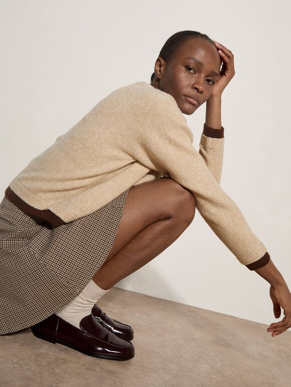 Soft Layered Look Jumper, Stone, large