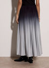 Ombre Pleated Midi Skirt, Black, large