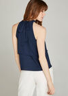 Halter Neck Chiffon Layer Top, Navy, large