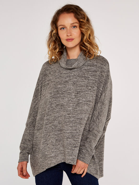 Cowl Neck Top, Grey, large