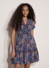 Floral Wrap Mini Dress, Navy, large