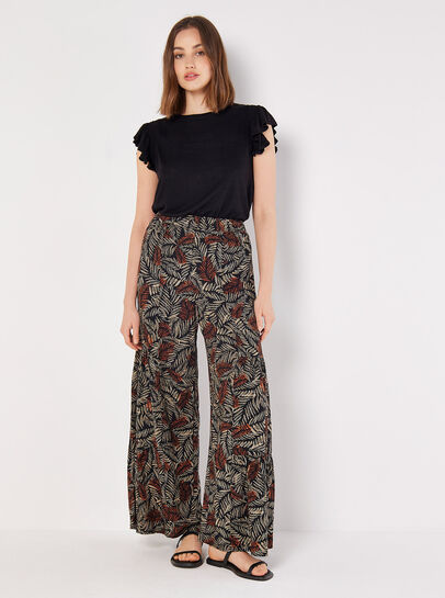 Soft Slub Ruffle Sleeve T-Shirt