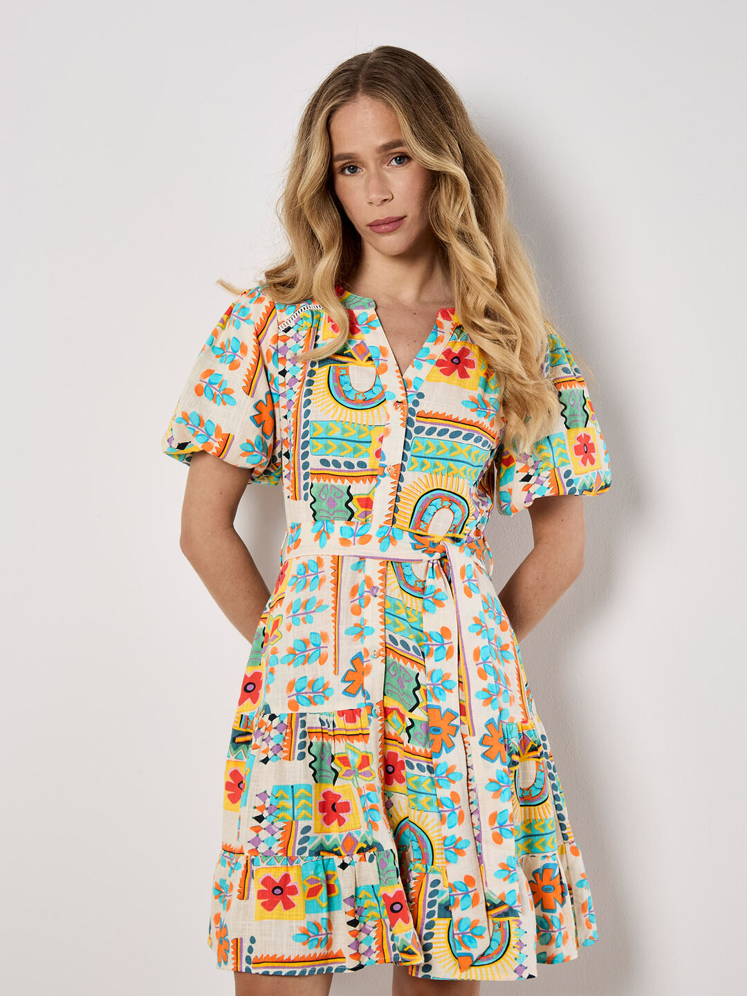 Tropical Patchwork Mini Dress
