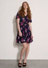 Floral Rose Chiffon Mini Dress, Navy, large