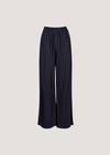 Pinstripe Linen Blend Wide-Leg Trousers, Navy, large