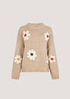 Embroidered Daisy Jumper, Stone, large