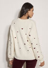 Embroidered Heart Jumper, Cream, large