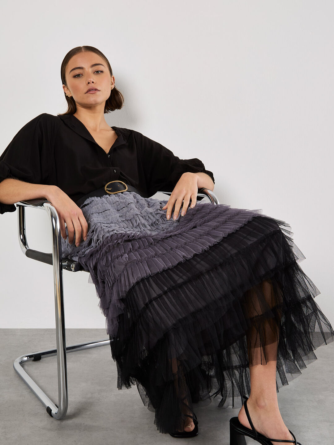 Image of Ombre Tulle Midaxi Skirt