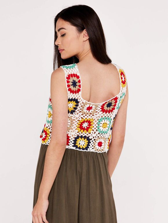 Crochet Crop Vest, Cream, large