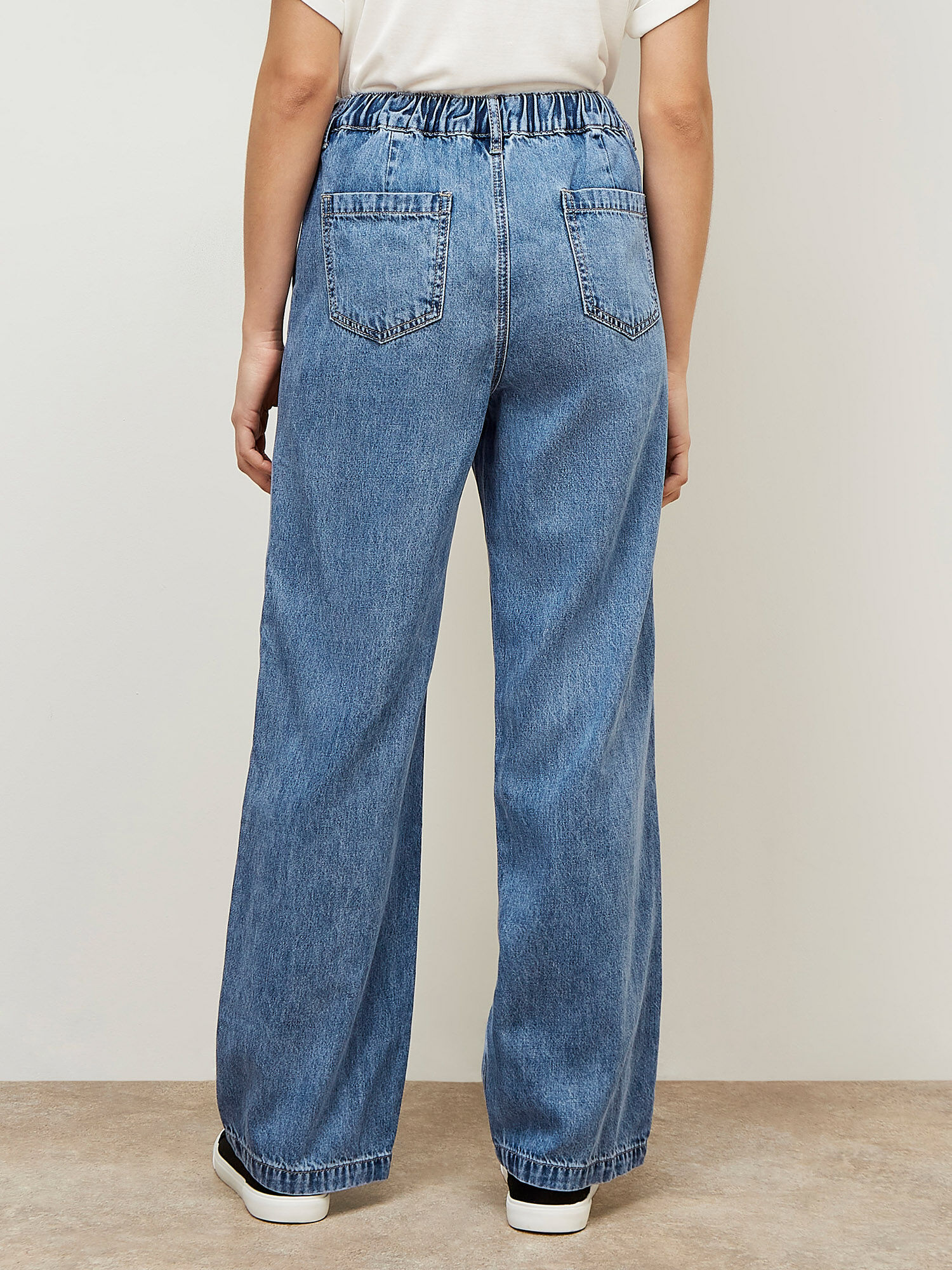 Eva Straight Leg Drawstring Jeans Apricot Clothing