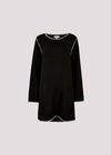 Blanket Stitch Knitted Swing Mini Dress, Black, large