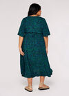 Curve Animal Print Wrap Dress, Green, large