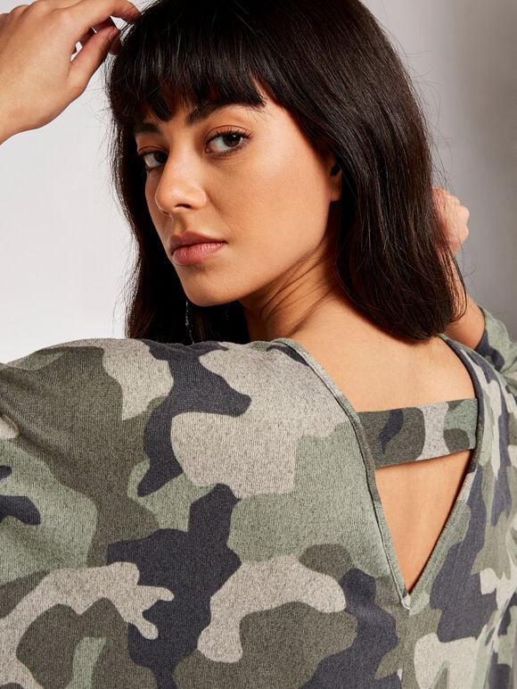 Camouflage Cozy Cocoon Dress, Green, large