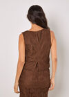 Crochet Lace Tile Shell Top, Brown, large