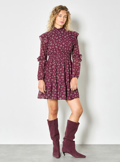 Ditsy Floral Chiffon Tiered Mini Dress