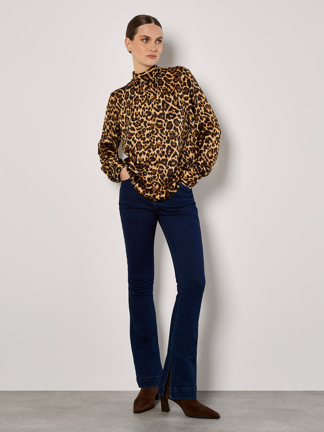 Image of Leopard Print Satin Blouse
