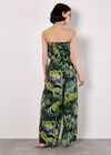 Bandeau Leaf Wide Leg Jumpsuit, Navy, large