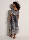 Butterfly Border Print Midi Dress, Navy, large