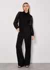 Lace Sleeve Cotton Shirt, Black, large