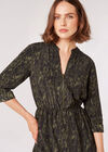 Texture Print Zip Midi Dress, Green, large