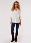 Textured High-Low Shirt, White, large
