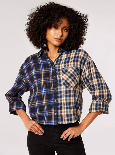 Contrast Check Boxy Shirt