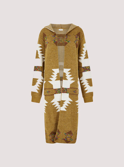 Mustard Aztec Hooded Cardigan