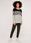Animal Colourblock Stripe Jumper, Grey, large