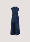 V-Neck Ruffle Tiered Maxi Dress, Blue, large