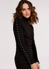 Rib Studded Midi Dress, Black, large