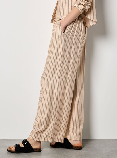 Pinstripe Wide-Leg Trousers