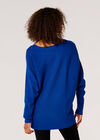 Batwing Longline Ribbed Jumper, Blue, large