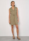 Utility Shirt Mini Dress, Khaki, large