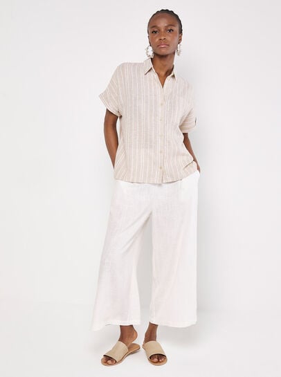 Linen Blend Stripe Shimmer Shirt